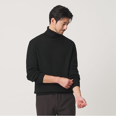 【WEB限定 WARDROBE SMART】マシーンウォッシャブル ウールミックス アゼ タートルネック