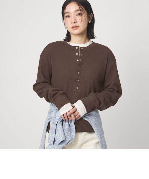 【WEB限定】<at ease>ワッフル ヘンリーネック ロングスリーブ カットソー