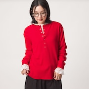 【WEB限定】<at ease>ワッフル ヘンリーネック ロングスリーブ カットソー