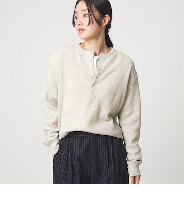 【WEB限定】<at ease>ワッフル ヘンリーネック ロングスリーブ カットソー