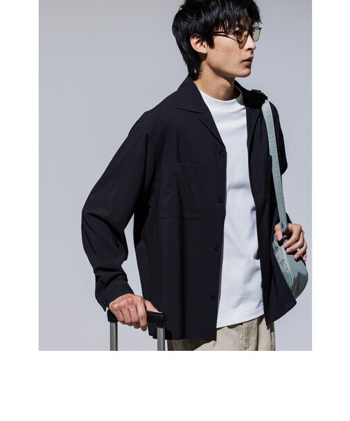 SHIELDRY フライフロント 長袖 オープンカラー シャツ -伸縮性・UVカット・遮熱-
