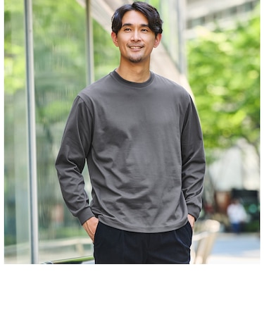 【WEB限定】JUST fit デイリー ワイド 長袖 Tシャツ -吸水速乾・抗菌-