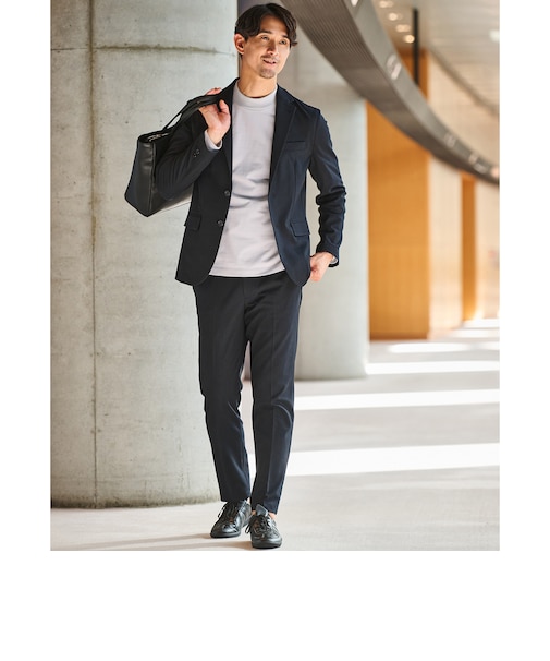 【WEB限定】JUST fit ウールライク ナロー セットアップ ジャケット＆パンツ -ストレッチ-