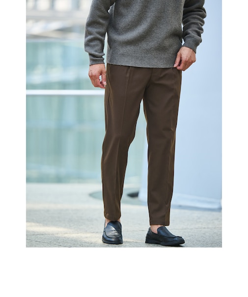 【WEB限定】JUST fit ウールライク 1プリーツ イージーパンツ -ストレッチ-