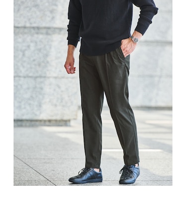 【WEB限定】JUST fit ウールライク 1プリーツ イージーパンツ -ストレッチ-