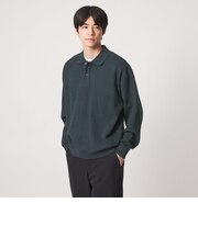 ワッフル 長袖 ポロシャツ