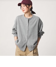 【WEB限定】<at ease>ダブルフェイス クルーネック カットソー カーディガン