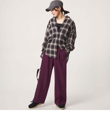 【WEB限定】<at ease>オルマイ ワイド パンツ マシンウォッシャブル ストレッチ 帯電防止