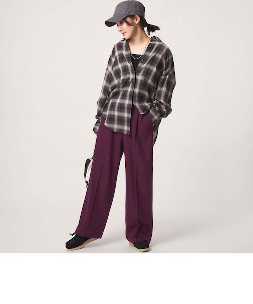 【WEB限定】<at ease>オルマイ ワイド パンツ マシンウォッシャブル ストレッチ 帯電防止