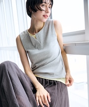 【2SET】ツインセットヘンリーネックタンクトップ