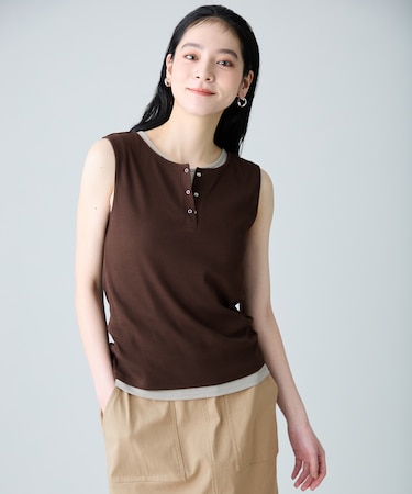 【2SET】ツインセットヘンリーネックタンクトップ