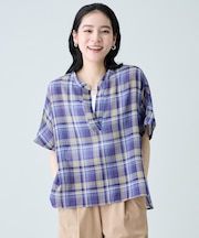 シアーチェックスキッパーブラウス