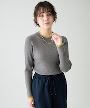 配色ラインリブニット