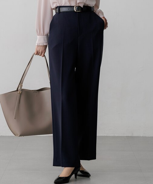 【VERY・CLASSY.・LEE掲載/セットアップ対応】トリアセダブルジョーゼット フルレングス パンツ