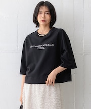 【洗える】ライトコットンテリー ワイドスリーブ ロゴ カットソー