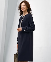 【セットアップ対応】トリアセダブルジョーゼット スリットシフォンスリーブ ワンピース