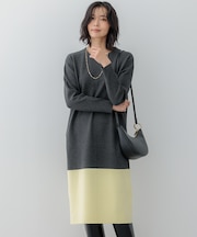 【WEB&一部店舗限定カラーあり/洗える】ミラノリブ バイカラーニットワンピース