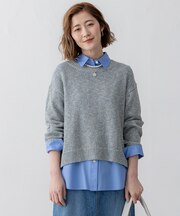 【洗える】コットンルレックスリリー カラーニット
