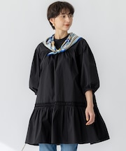 【洗える】コンパクトライトクロス ピンタック チュニックワンピース
