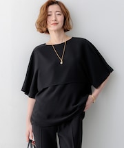 【新色追加】ストレッチジョーゼット ケープデザイン カットソー