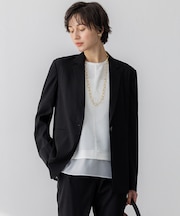 【洗える】リネンレーヨンストレッチ テーラード ジャケット