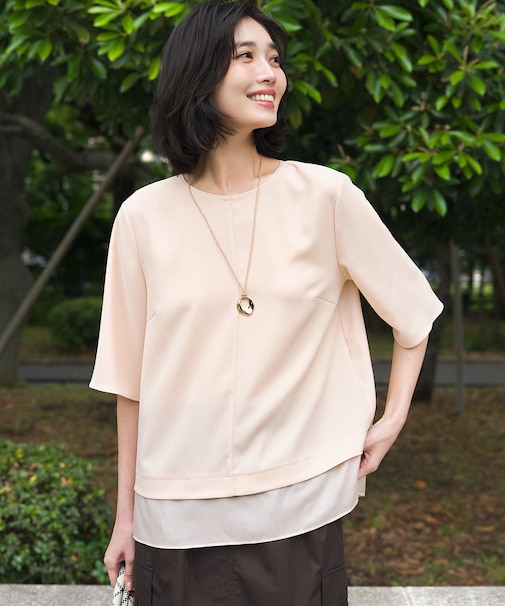 【VERY・Oggi掲載】ストレッチジョーゼット シアーコンビ カットソー