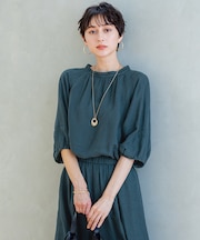 【洗える】LIBECOリネン ボリュームスリーブ ブラウス