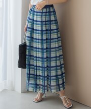 【WEB&一部店舗限定/洗える】手書き風チェックプリント ギャザー スカート