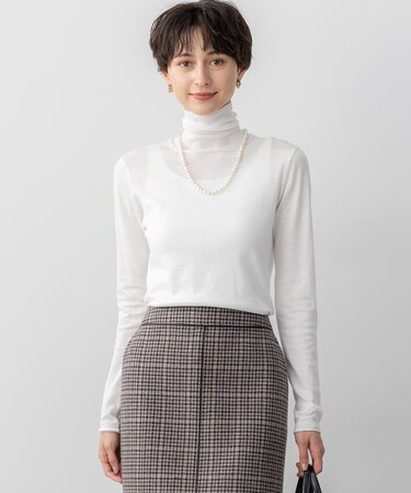 【CLASSY.掲載/洗える】スムージーコットン タートルネック ニット