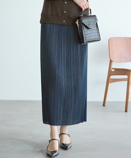 【SLOW/一部店舗限定】トリコットプリーツ Iライン スカート