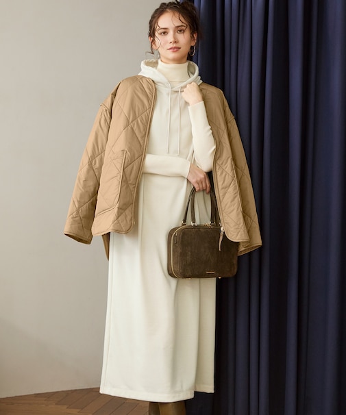 【SLOW/一部店舗限定】コットンライクテリー フーディー ワンピース