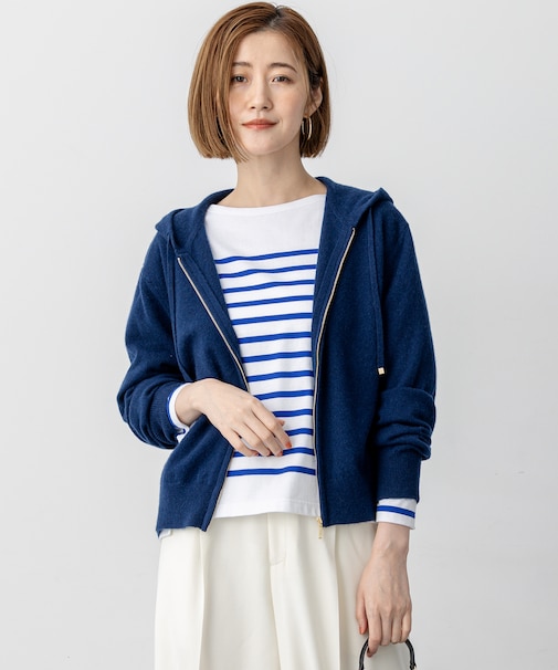 【見上愛さん着用/洗える】ピュアカシミヤ ジップアップ ニット パーカー