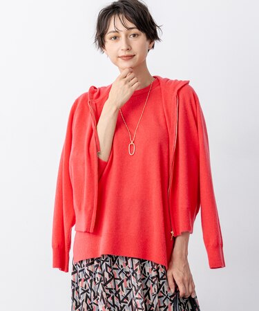 【見上愛さん着用/洗える】ピュアカシミヤ ジップアップ ニット パーカー