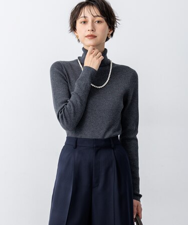 【滝沢眞規子さん着用/WEB限定カラーあり】ウーステッドウール リブタートル ニット