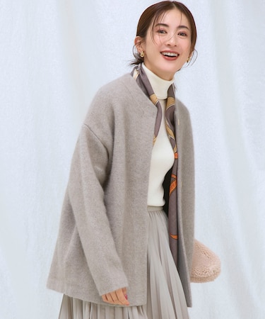【見上愛さん着用】ラクーンブレンドダブルフェイス ニット アウター
