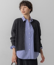 【洗える】カシミヤブレンド ケーブルニットカーディガン