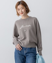 【洗える】インターシャ ロゴ ニット