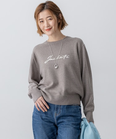 【洗える】インターシャ ロゴ ニット