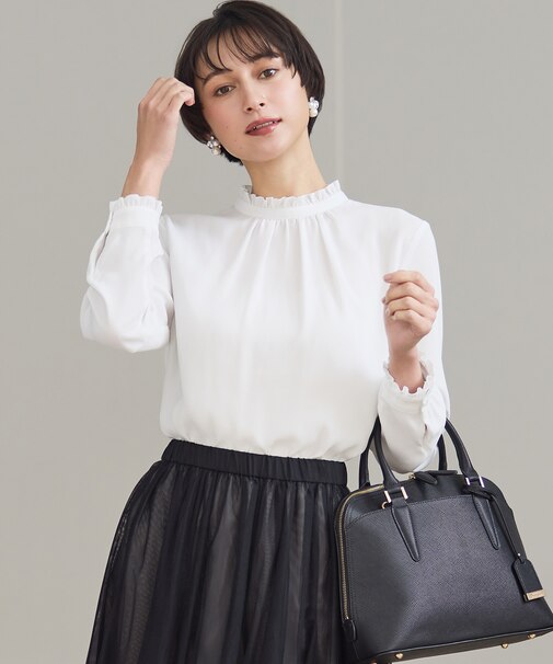 【VERY掲載】バックサテンアムンゼン フリルデザインシャツ