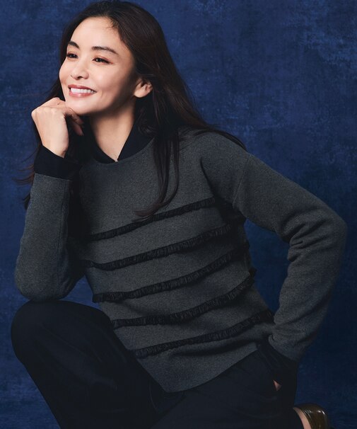 【WEB&一部店舗限定/滝沢眞規子さん着用】フリルボーダー ニット