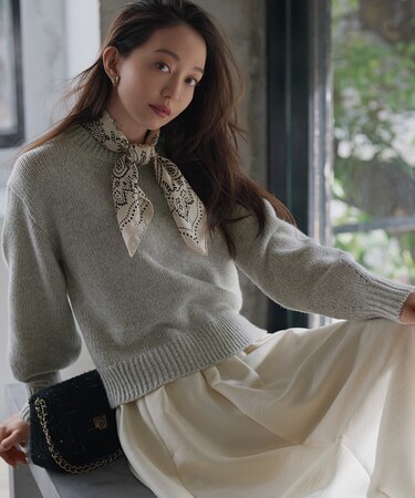 【GISELe掲載】ウールカシミヤ パフスリーブ ニット