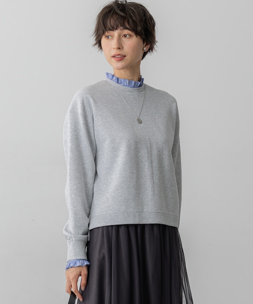 【WEB&一部店舗限定】クリアコットンテリー ストライプフリル スウェット