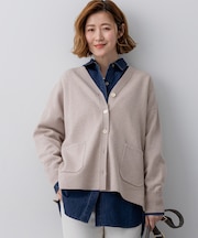 バイカラーダブルフェイス ニット カーディガン