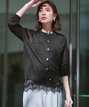 【WEB&一部店舗限定カラーあり】シャイニーシアー フラップポケット カーディガン
