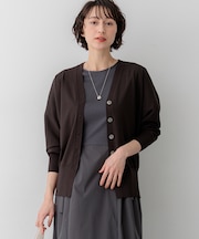 【LEE掲載】レーヨンポリエステルストレッチ Vネック カーディガン