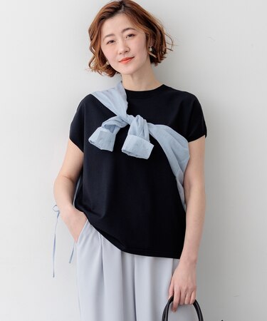 レーヨンポリエステルストレッチ フレンチスリーブ ニット