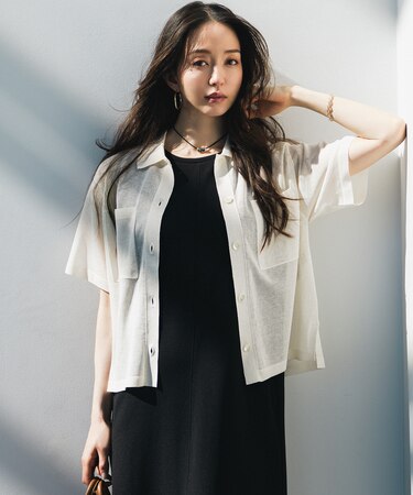 【見上愛さん着用/WEB&一部店舗限定カラーあり】シアー ポロニット