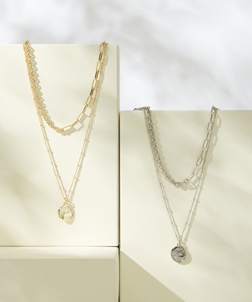 【WEB&一部店舗限定】アシンメトリーチェーンコイン ネックレス
