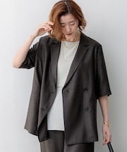 【Oggi掲載】リネンライクグロッシー ハーフスリーブ ダブル ジャケット