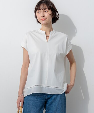 ラダーレースジャージー ハンカチーフヘム カットソー